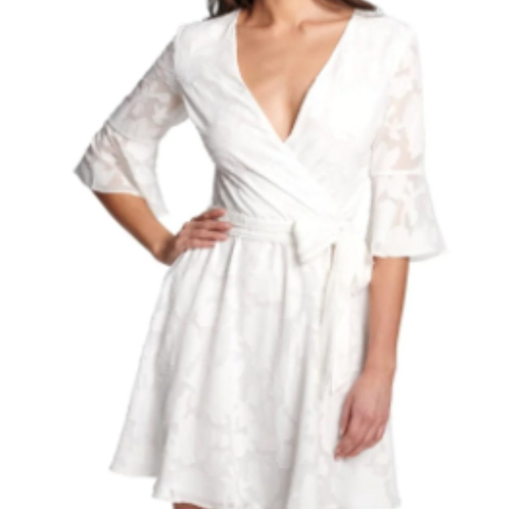 Kensie Womens Bell Sleeve Burnout Wrap Dress